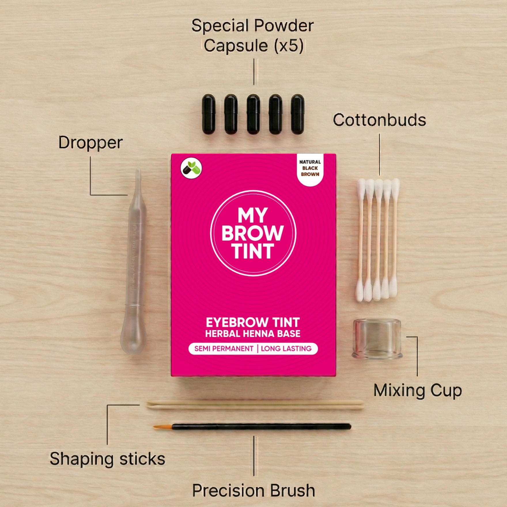 MyBrow Tint Henna Eyebrow Kit - Black Brown (5 Pack)